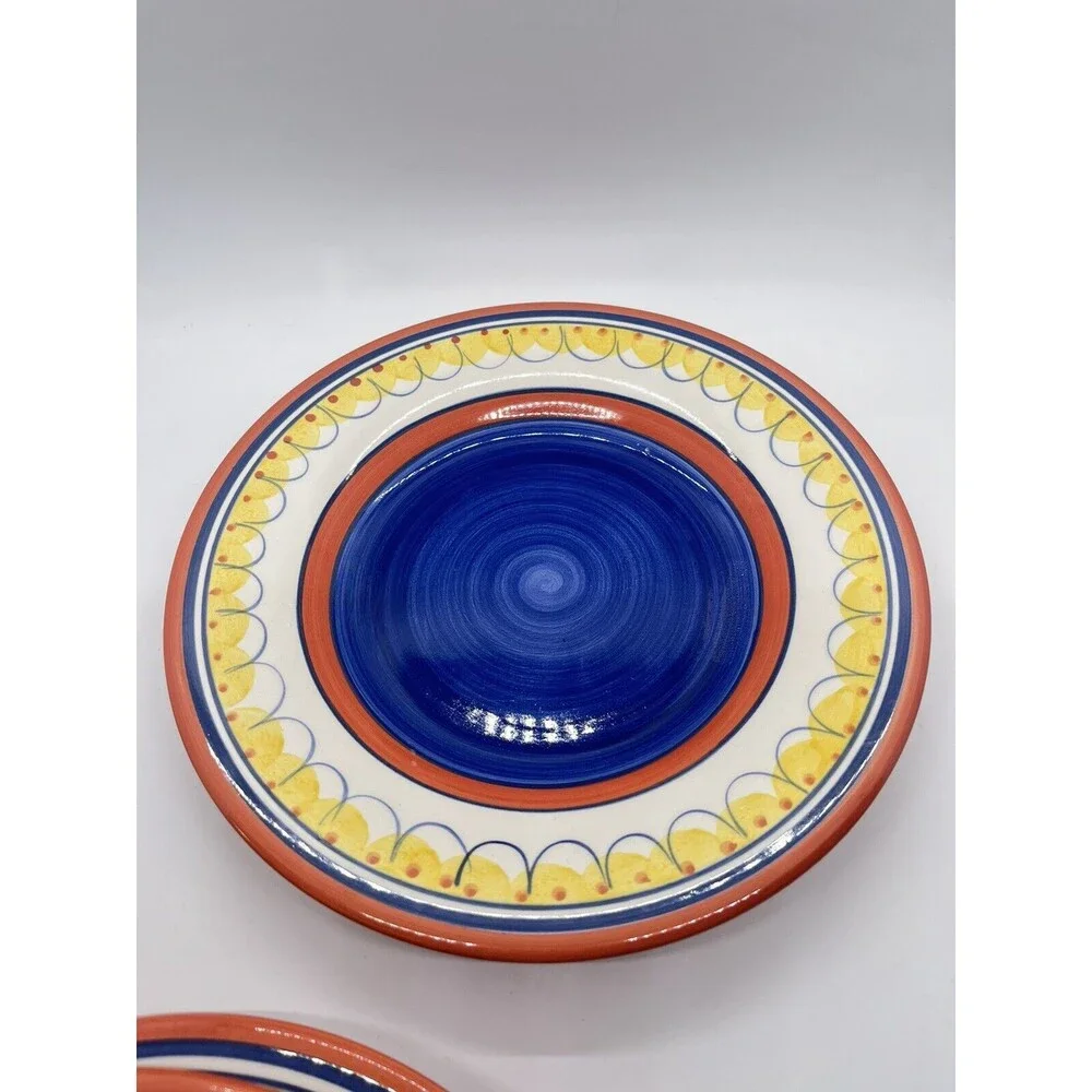 Pier 1 Del Sol Handpainted Earthenware Dessert Salad Plates Set of Three 8 1/2